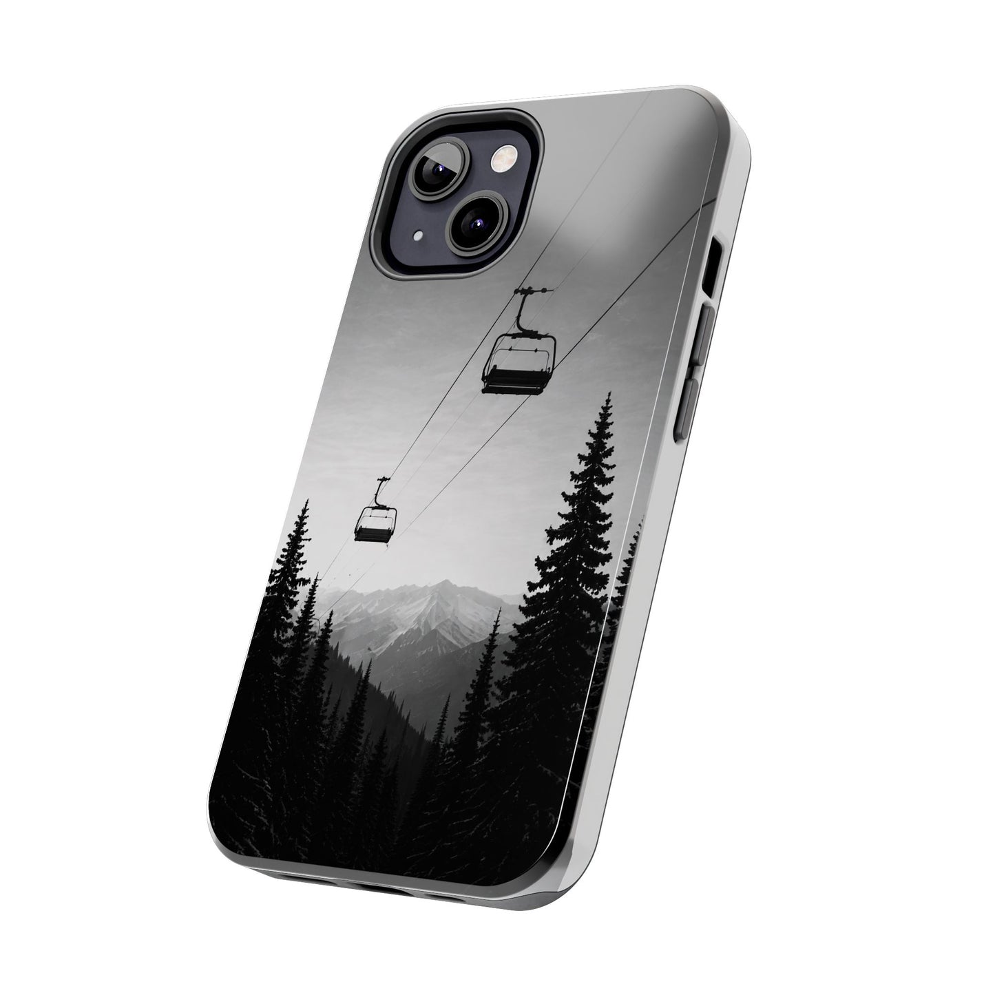 Tough Phone Case — Monochrome Mountain Ski Lift Design