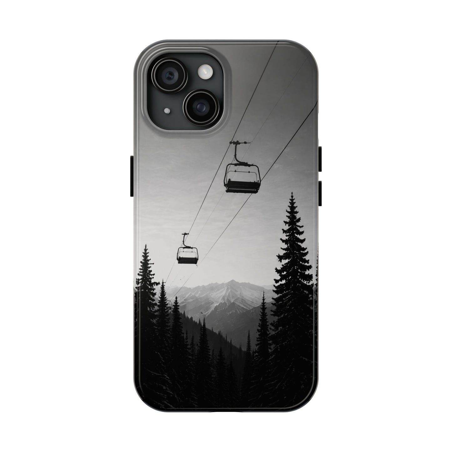 Tough Phone Case — Monochrome Mountain Ski Lift Design