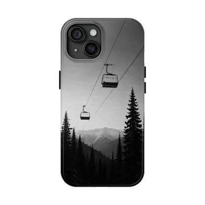 Tough Phone Case — Monochrome Mountain Ski Lift Design