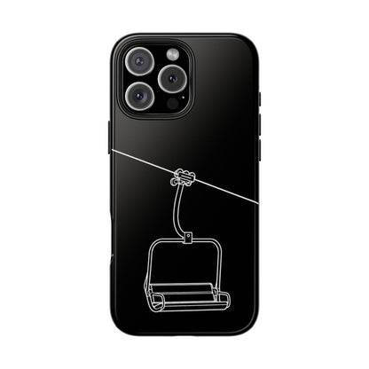 Ski Lift Line Art Tough Phone Case — Minimalist Mountain Chairlift Design
