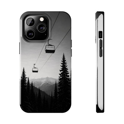 Tough Phone Case — Monochrome Mountain Ski Lift Design