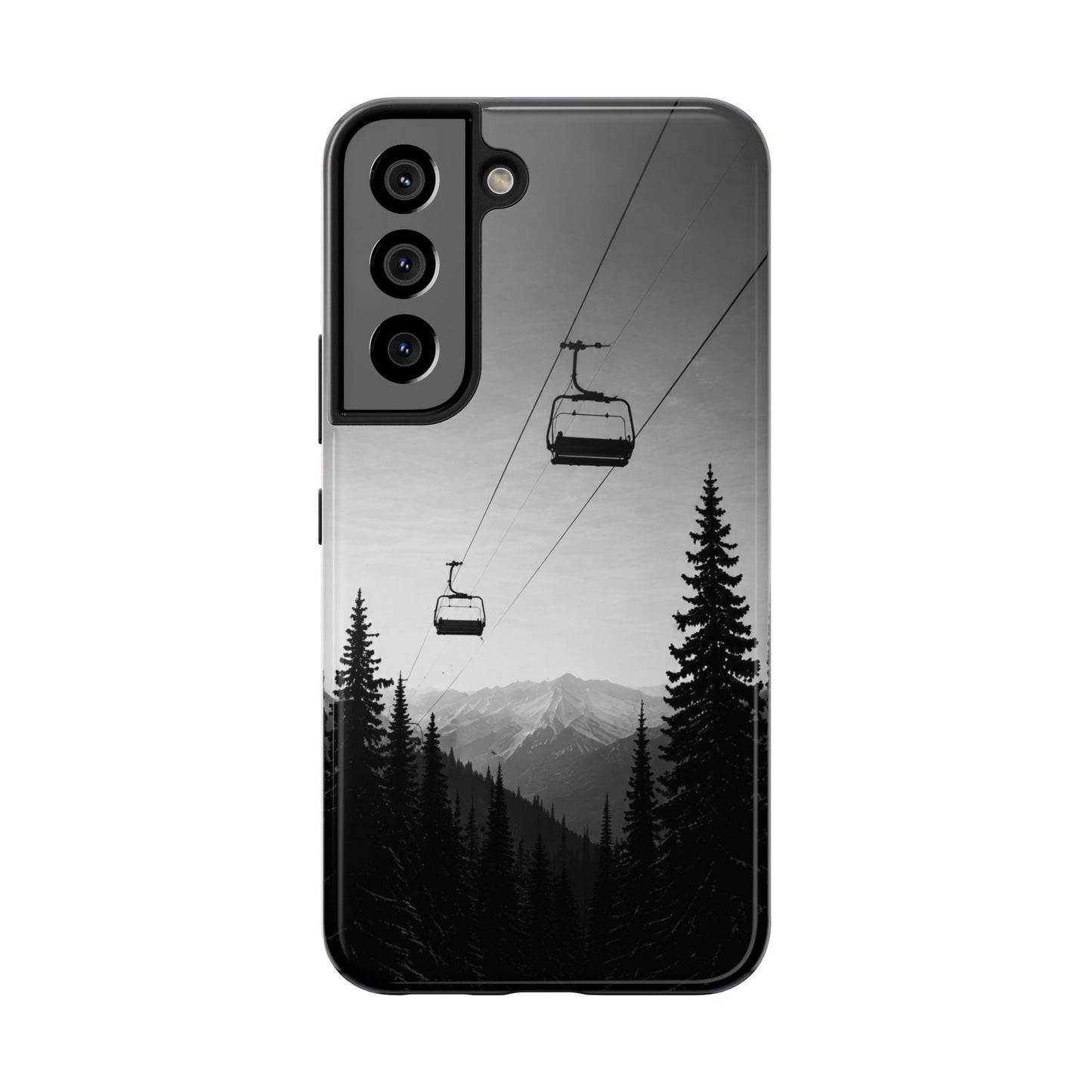 Tough Phone Case — Monochrome Mountain Ski Lift Design