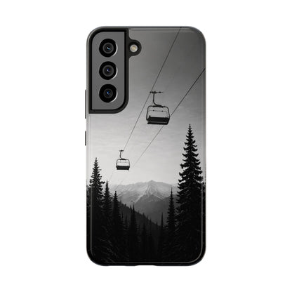 Tough Phone Case — Monochrome Mountain Ski Lift Design