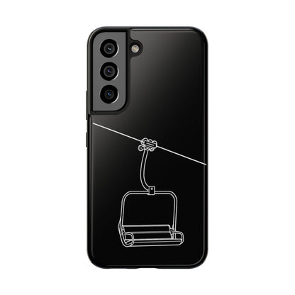 Ski Lift Line Art Tough Phone Case — Minimalist Mountain Chairlift Design