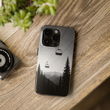 Tough Phone Case — Monochrome Mountain Ski Lift Design