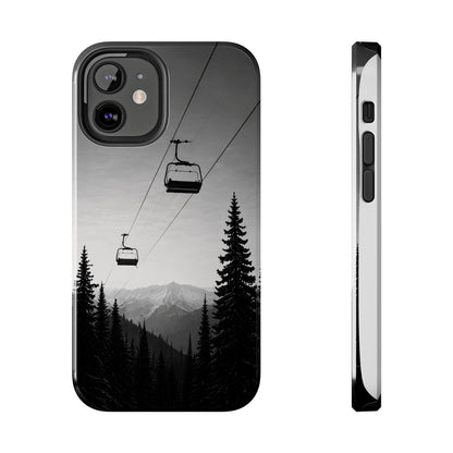 Tough Phone Case — Monochrome Mountain Ski Lift Design
