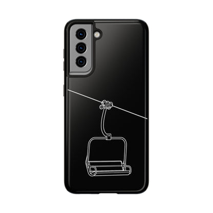 Ski Lift Line Art Tough Phone Case — Minimalist Mountain Chairlift Design