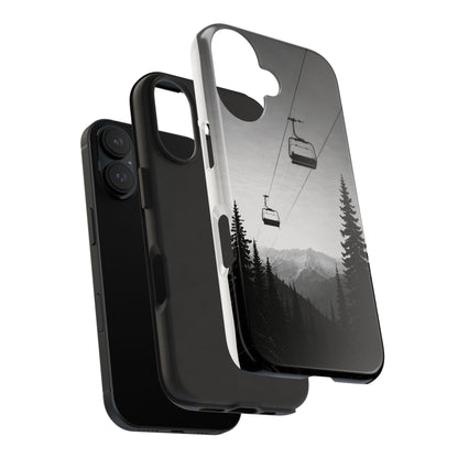 Tough Phone Case — Monochrome Mountain Ski Lift Design
