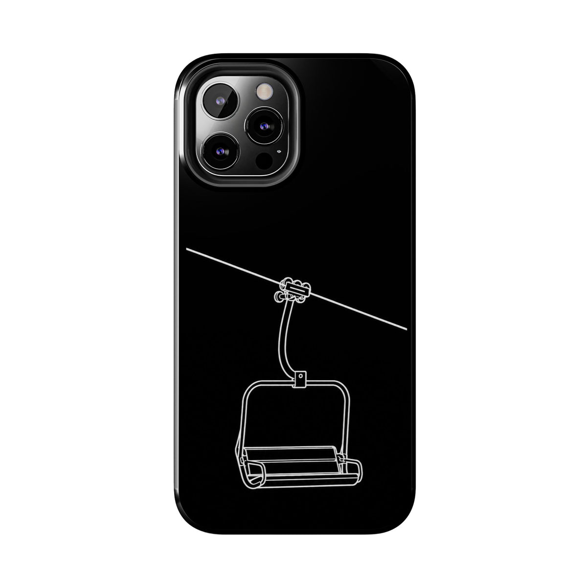 Ski Lift Line Art Tough Phone Case — Minimalist Mountain Chairlift Design