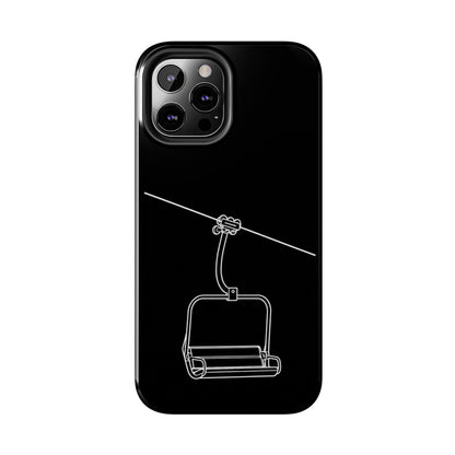 Ski Lift Line Art Tough Phone Case — Minimalist Mountain Chairlift Design