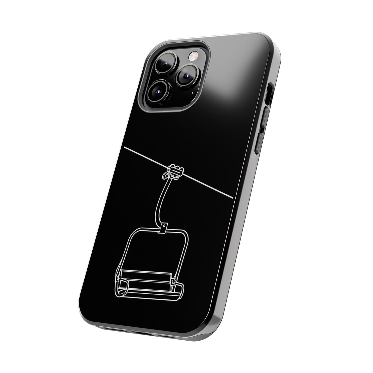 Ski Lift Line Art Tough Phone Case — Minimalist Mountain Chairlift Design