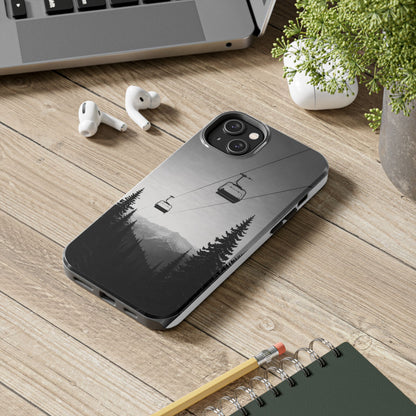 Tough Phone Case — Monochrome Mountain Ski Lift Design