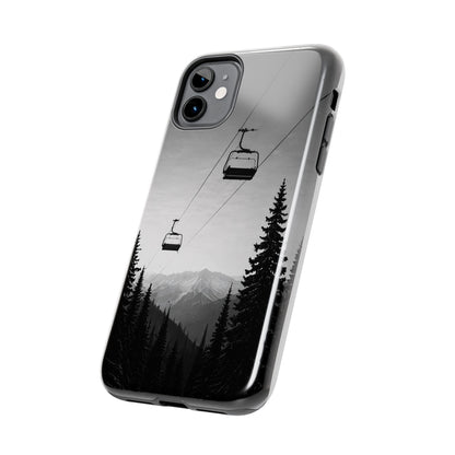 Tough Phone Case — Monochrome Mountain Ski Lift Design