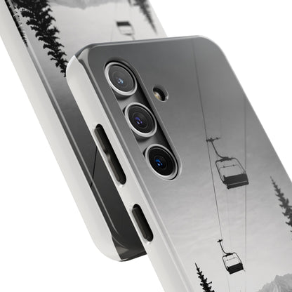 Tough Phone Case — Monochrome Mountain Ski Lift Design