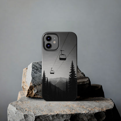 Tough Phone Case — Monochrome Mountain Ski Lift Design