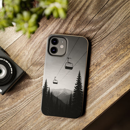 Tough Phone Case — Monochrome Mountain Ski Lift Design