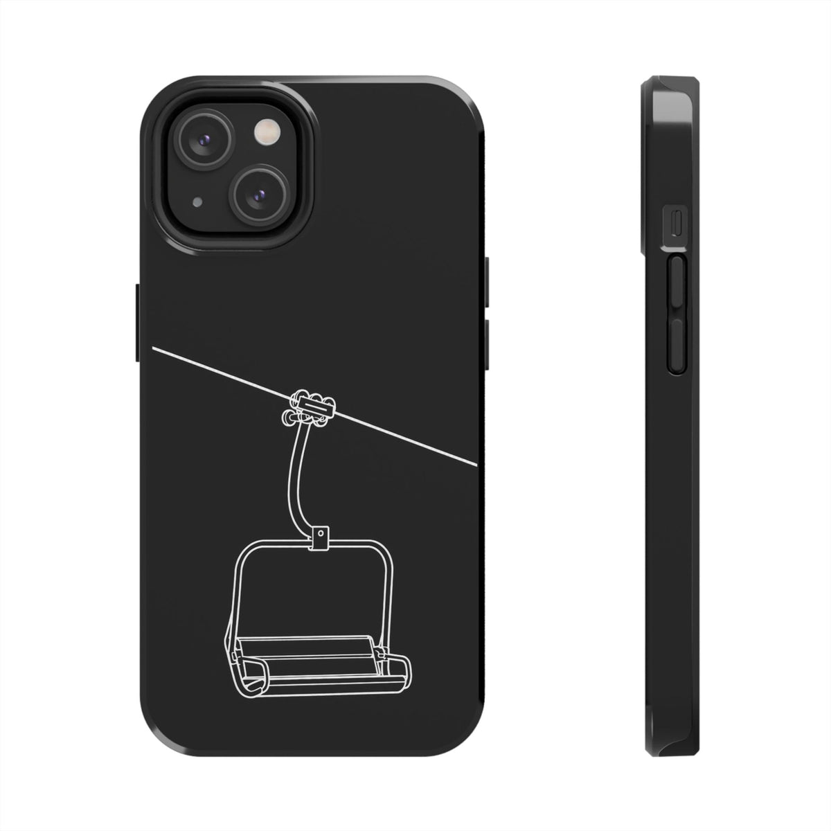 Ski Lift Line Art Tough Phone Case — Minimalist Mountain Chairlift Design