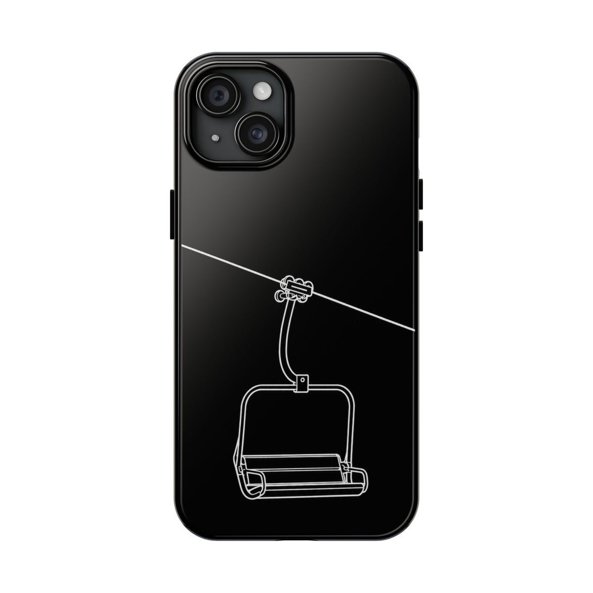 Ski Lift Line Art Tough Phone Case — Minimalist Mountain Chairlift Design