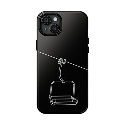 Ski Lift Line Art Tough Phone Case — Minimalist Mountain Chairlift Design