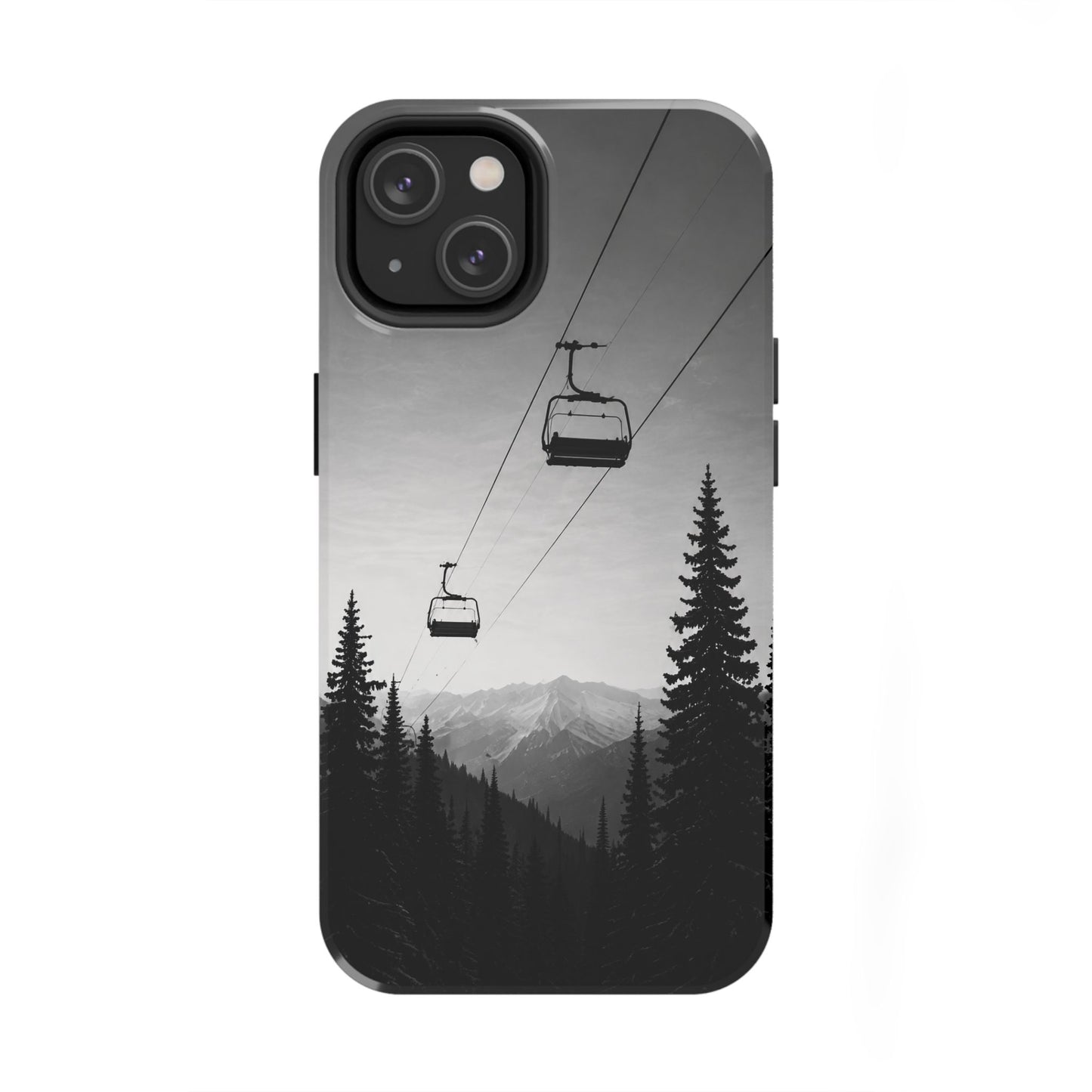 Tough Phone Case — Monochrome Mountain Ski Lift Design