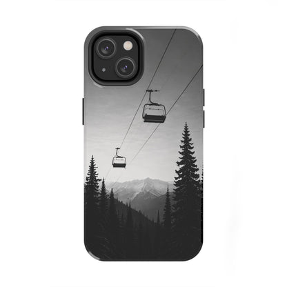 Tough Phone Case — Monochrome Mountain Ski Lift Design