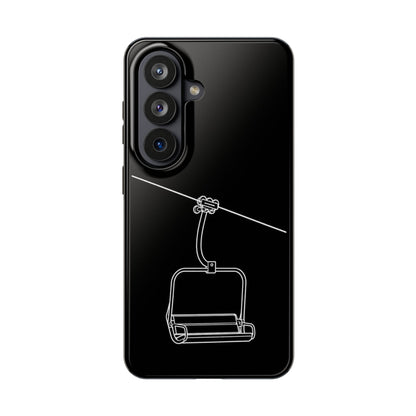 Ski Lift Line Art Tough Phone Case — Minimalist Mountain Chairlift Design