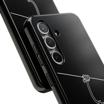 Ski Lift Line Art Tough Phone Case — Minimalist Mountain Chairlift Design