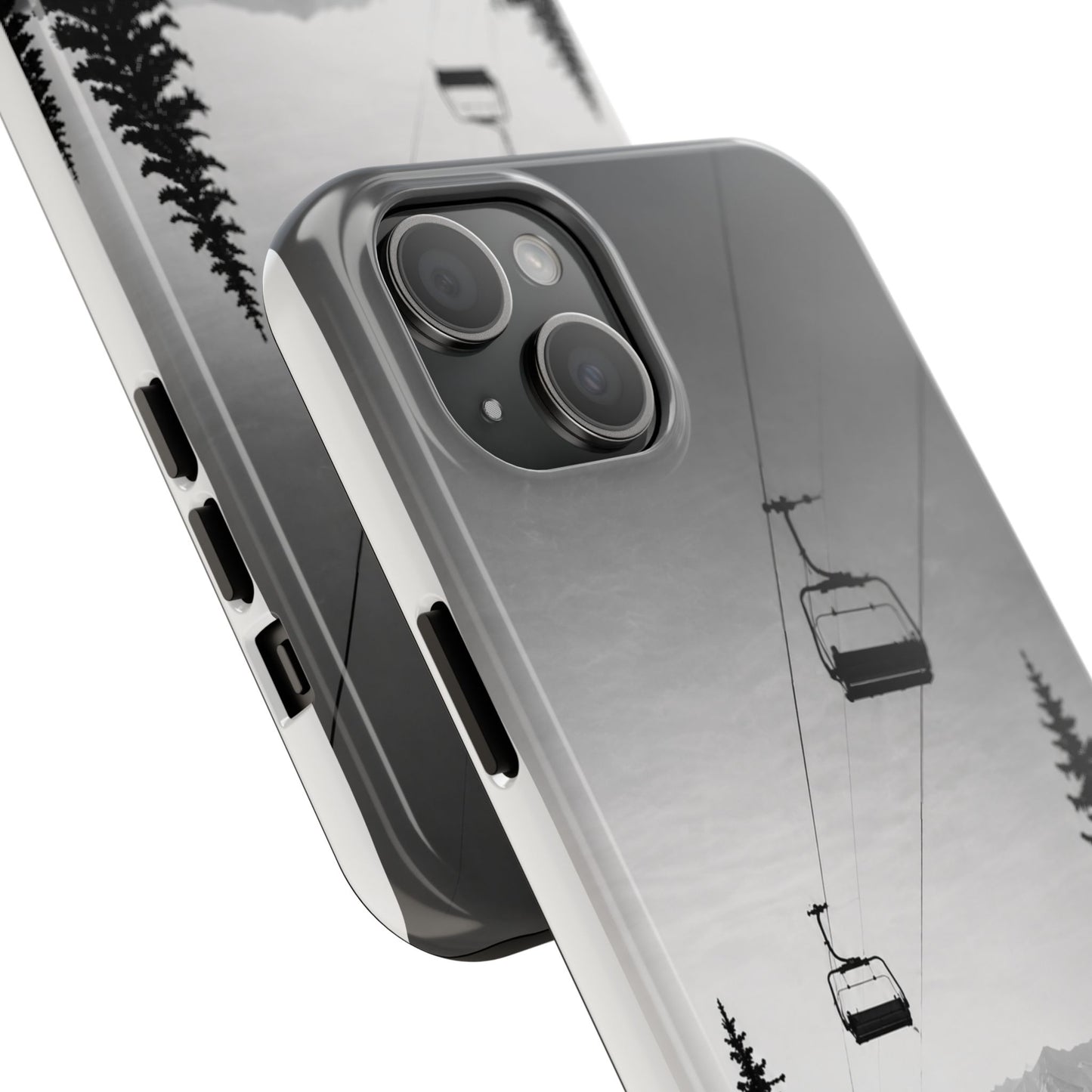 Tough Phone Case — Monochrome Mountain Ski Lift Design