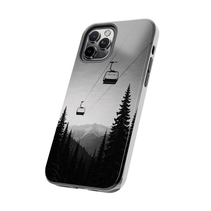 Tough Phone Case — Monochrome Mountain Ski Lift Design
