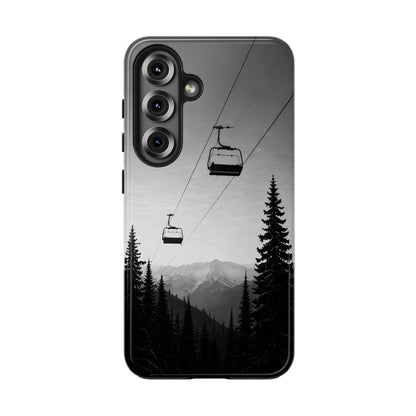 Tough Phone Case — Monochrome Mountain Ski Lift Design