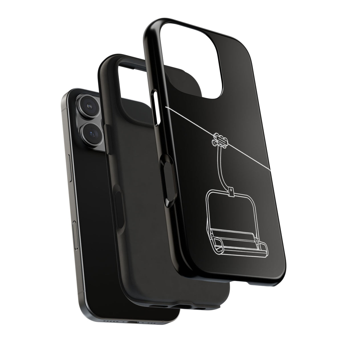 Ski Lift Line Art Tough Phone Case — Minimalist Mountain Chairlift Design