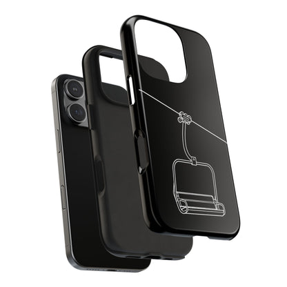 Ski Lift Line Art Tough Phone Case — Minimalist Mountain Chairlift Design