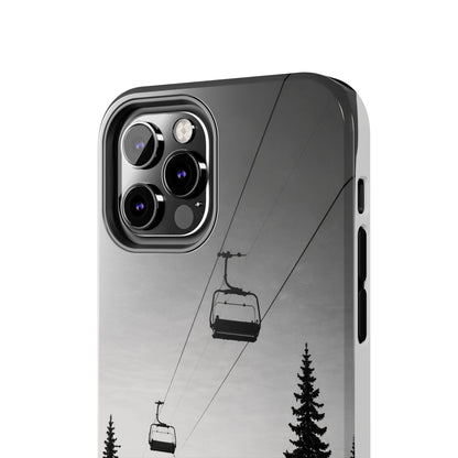 Tough Phone Case — Monochrome Mountain Ski Lift Design
