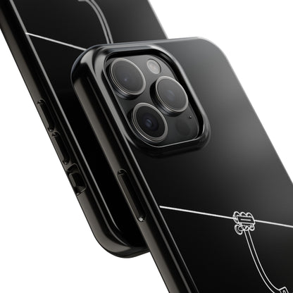 Ski Lift Line Art Tough Phone Case — Minimalist Mountain Chairlift Design