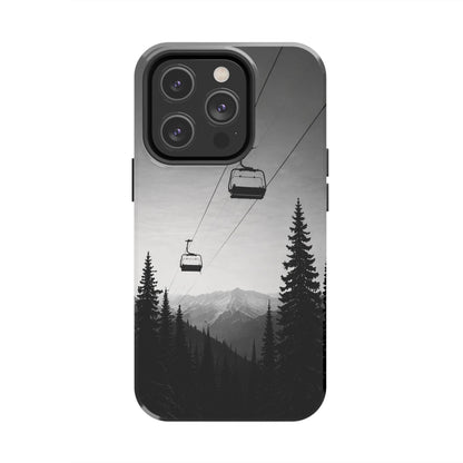 Tough Phone Case — Monochrome Mountain Ski Lift Design