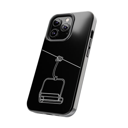 Ski Lift Line Art Tough Phone Case — Minimalist Mountain Chairlift Design