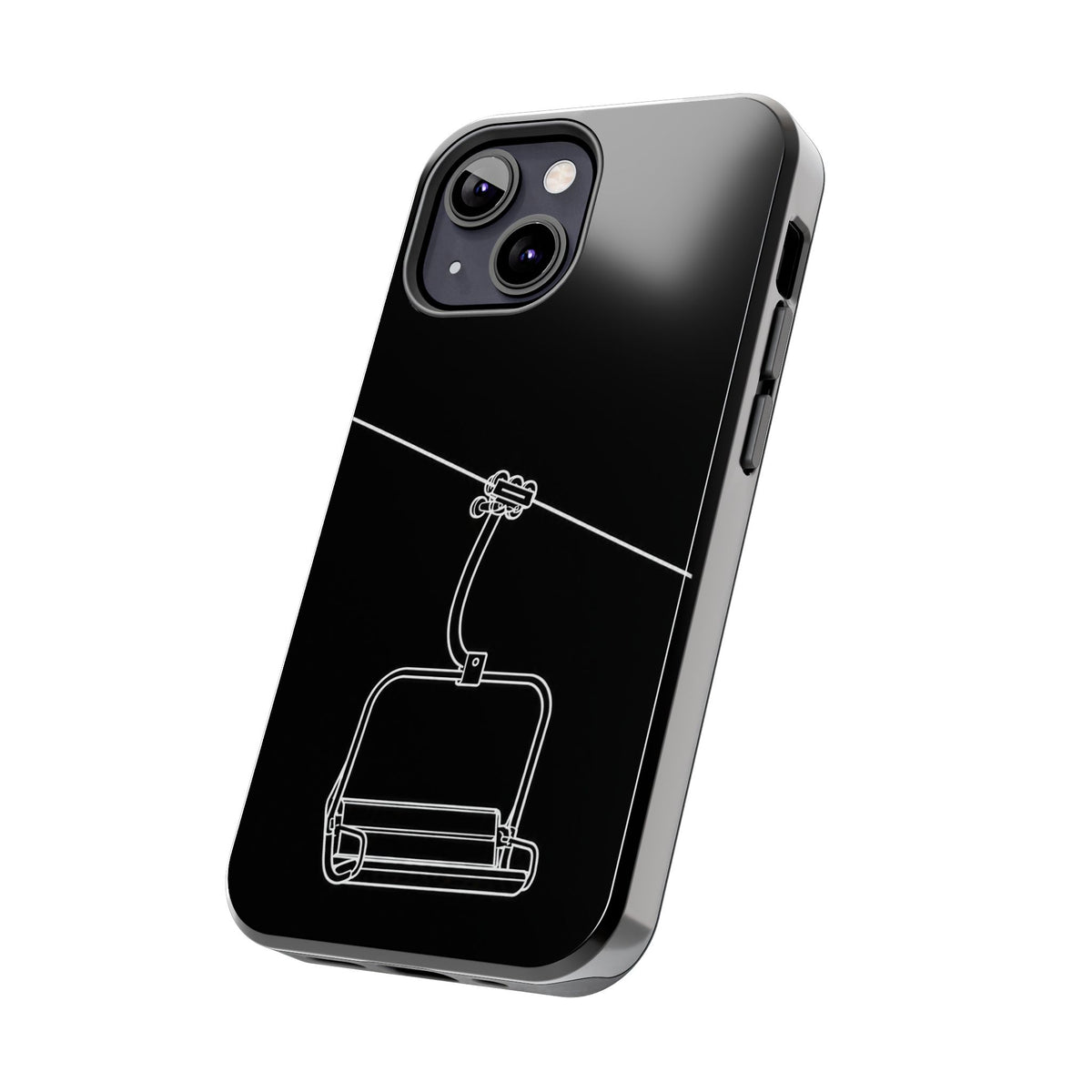Ski Lift Line Art Tough Phone Case — Minimalist Mountain Chairlift Design