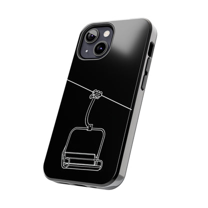 Ski Lift Line Art Tough Phone Case — Minimalist Mountain Chairlift Design