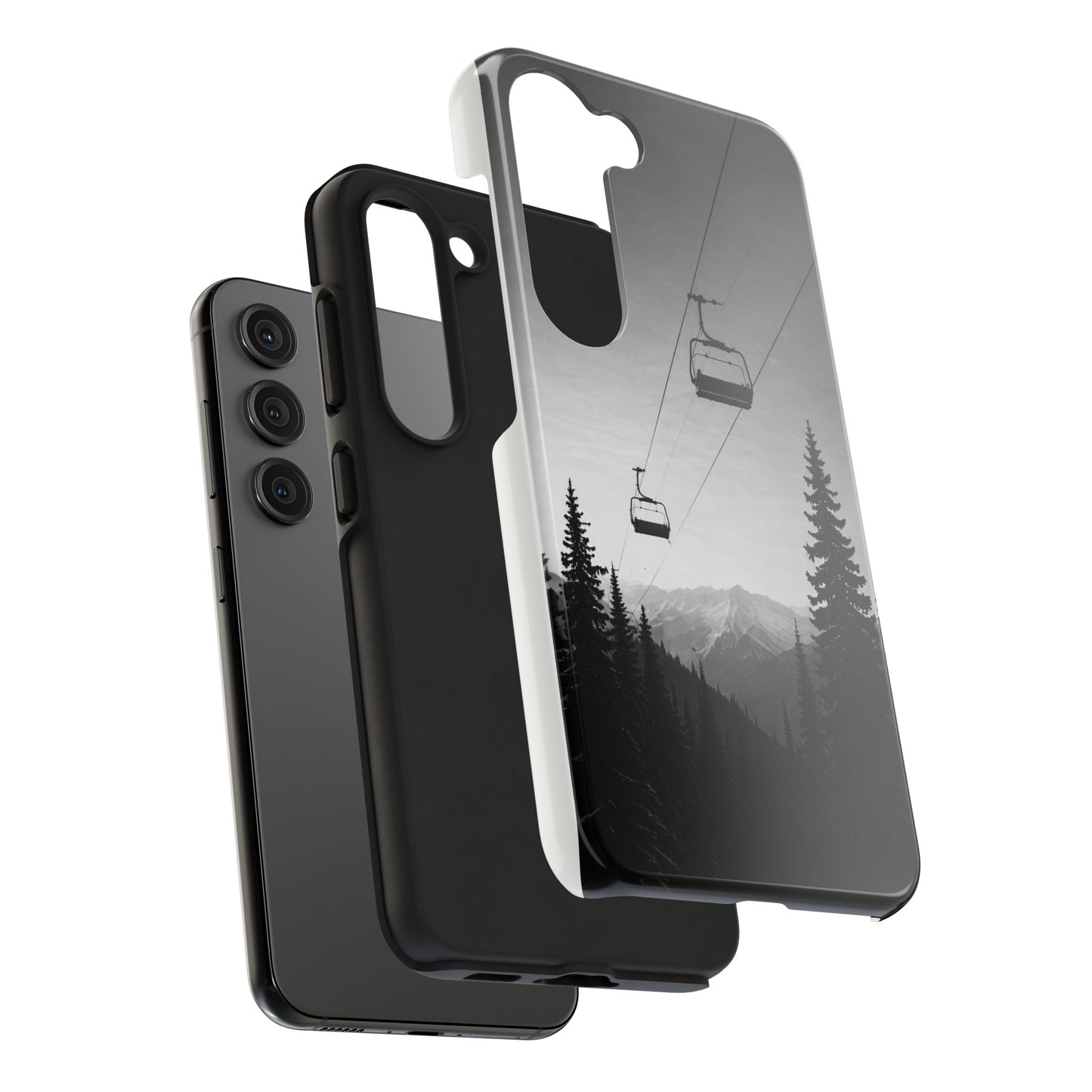 Tough Phone Case — Monochrome Mountain Ski Lift Design