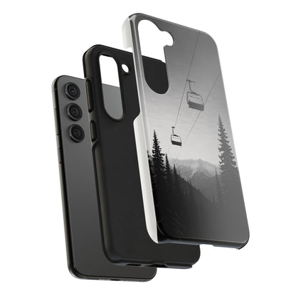Tough Phone Case — Monochrome Mountain Ski Lift Design