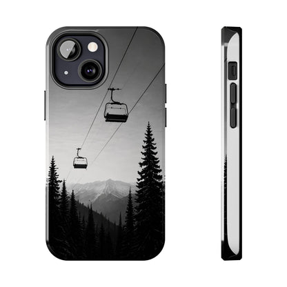 Tough Phone Case — Monochrome Mountain Ski Lift Design