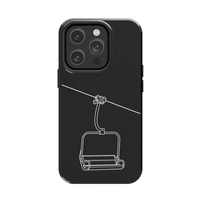 Ski Lift Line Art Tough Phone Case — Minimalist Mountain Chairlift Design