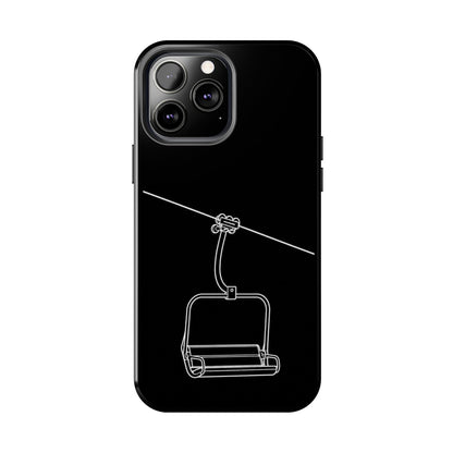 Ski Lift Line Art Tough Phone Case — Minimalist Mountain Chairlift Design
