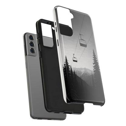 Tough Phone Case — Monochrome Mountain Ski Lift Design