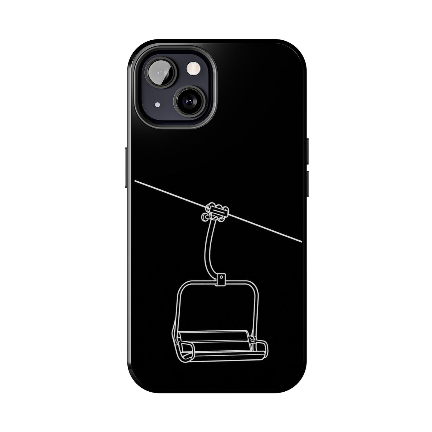 Ski Lift Line Art Tough Phone Case — Minimalist Mountain Chairlift Design