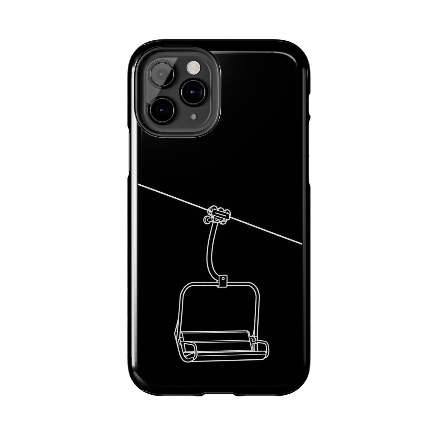 Ski Lift Line Art Tough Phone Case — Minimalist Mountain Chairlift Design