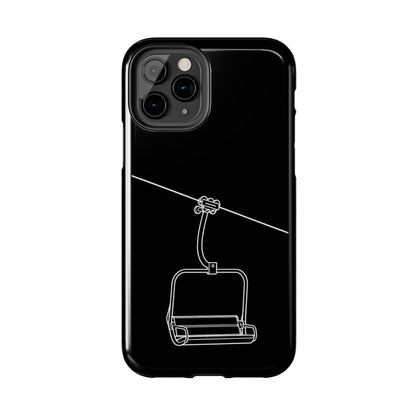 Ski Lift Line Art Tough Phone Case — Minimalist Mountain Chairlift Design