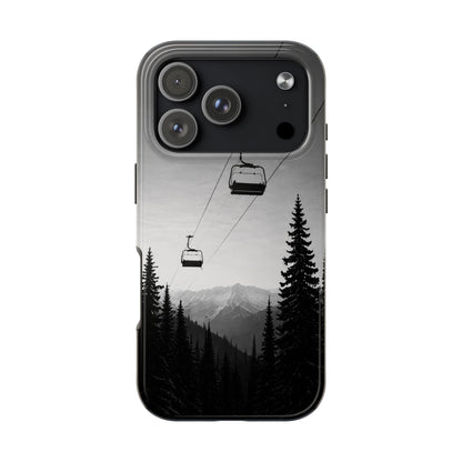 Tough Phone Case — Monochrome Mountain Ski Lift Design