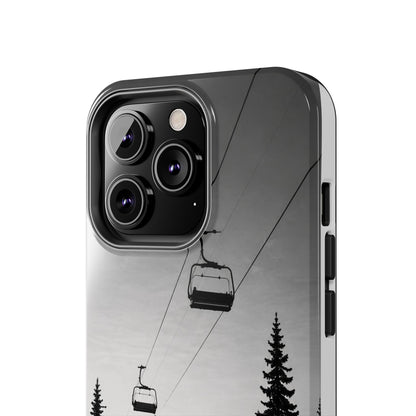 Tough Phone Case — Monochrome Mountain Ski Lift Design