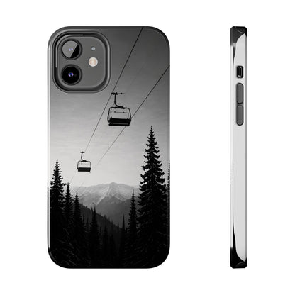 Tough Phone Case — Monochrome Mountain Ski Lift Design